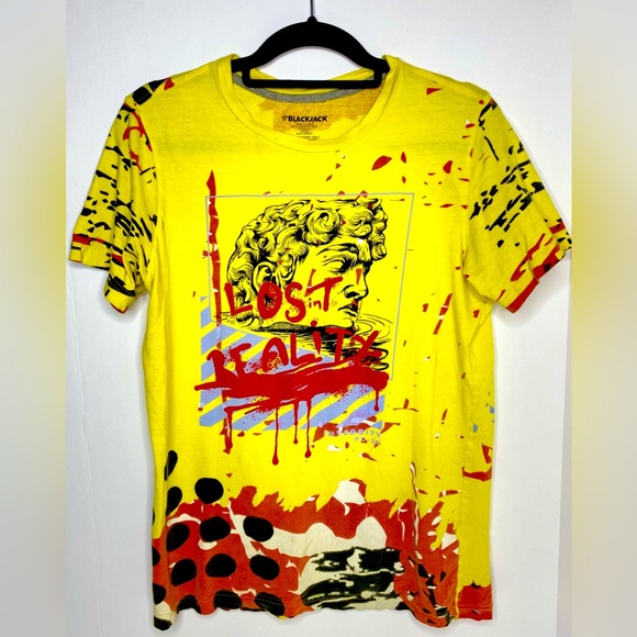 Small BlackJack Short-Sleeve T-Shirt ‘Lost in Reality’ BLACK/RED/YELLOW - Picture 1 of 2